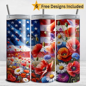 4. Juli Tumbler Wrap, amerikanische Flagge 20 Unzen Skinny Tumbler, USA Sublimationsdesign, vierter Juli PNG, Patriotisch DIGITAL
