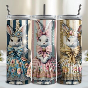Easter Bunny Tumbler Wrap, Cute Coquette 20oz Skinny Easter Tumbler Sublimation Design, Easter PNG