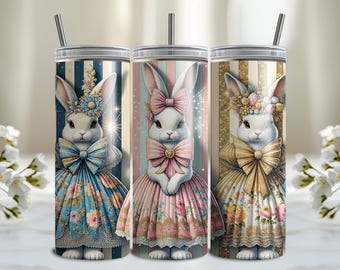 Envoltura para vaso de conejito de Pascua, lindo diseño de sublimación de vaso delgado de Pascua de 20 oz, PNG de Pascua
