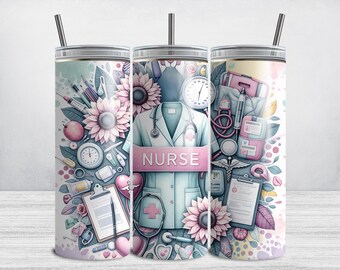 Nurse Tumbler Wrap, Nurse 20oz Skinny Tumbler Wrap PNG, Nursing Medical Health Sublimation Tumbler Design DIGITAL DOWNLOAD