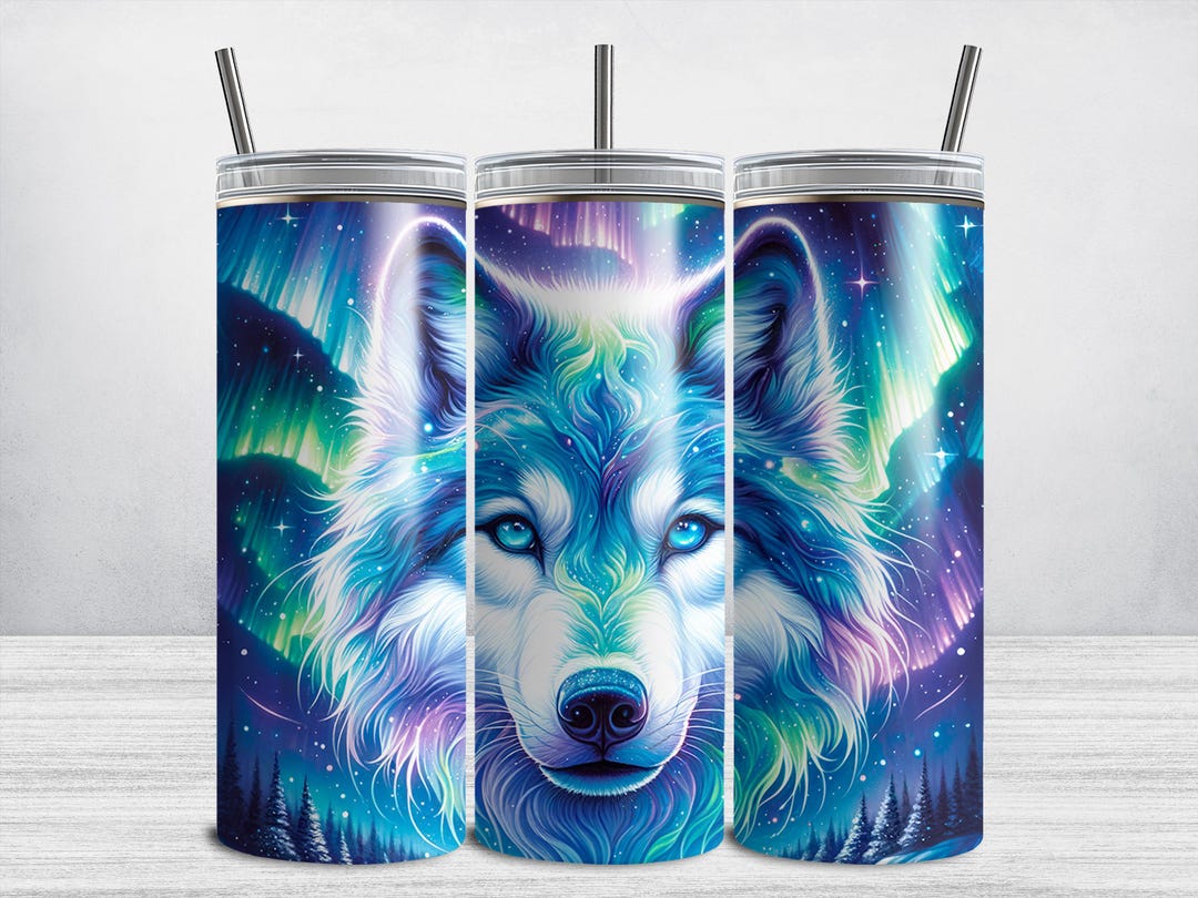 Wolf Face Tumbler Wrap, 20 Oz Skinny Wolves Tumbler PNG, Wolf Tumbler ...