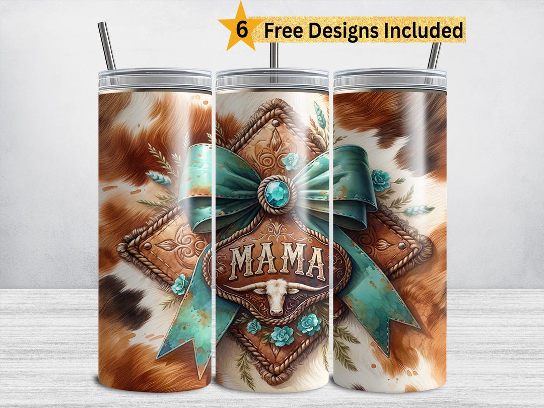 Western Mama Tumbler PNG, Cowhide 20 Oz Skinny Tumbler Sublimation ...
