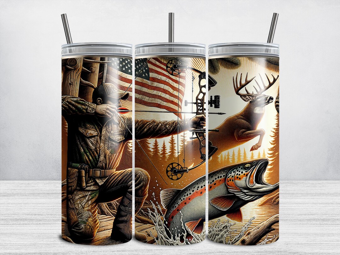 Bow Hunting Tumbler Wrap, 20oz Skinny Deer Hunting Tumbler Wrap PNG ...