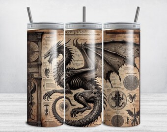 Dragon Tumbler Wrap, 20oz Skinny Dragon Tumbler Wrap PNG, Boys Fantasy Sublimation Tumbler Design DIGITAL DOWNLOAD