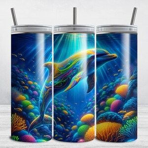 Envoltura para vaso con forma de delfín, envoltura para vaso con forma de delfín delgada de 20 oz PNG, diseño de vaso con sublimación oceánica DESCARGA DIGITAL