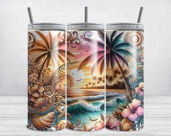 Strandmuggsjal, 20oz smal sommarstrandmuggsjal PNG, strandvibbar sublimeringsmuggdesign DIGITAL NEDLADDNING