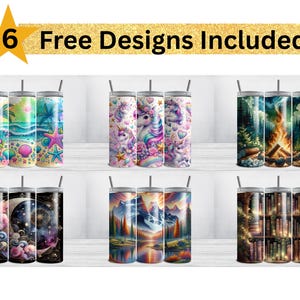Set of 6 Unique Shower Curtains, Colorful Artistic Designs, Unicorn, Forest, Starry Night Sky Themes