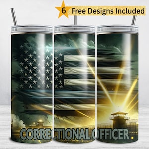 Correctional Officer Tumbler Wrap, Thin Grey Line 20 oz Skinny Tumbler, Thin Silver Line Sublimation Design PNG Patriotic Law Enforcement
