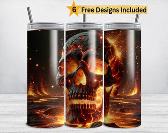 Lava skelet beker wrap, Halloween schedel 20 Oz mager sublimatie beker ontwerp, Halloween schedel decor digitale download