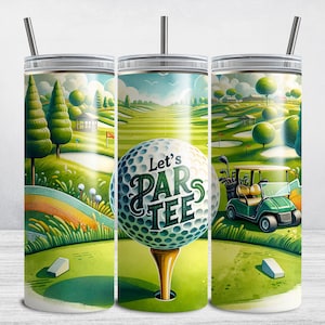 Golf Tumbler Wrap, Funny Golf 20 oz Skinny Tumbler Sublimation Design, Golfing PNG Let's Par Tee, Sports Mens, Dad Golf Ball, Fathers Day