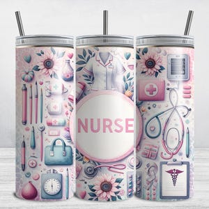 Nurse Tumbler Wrap, 20oz Skinny Nurse Tumbler Wrap PNG, Nursing Medical Healthcare Sublimation Tumbler Design DIGITAL DOWNLOAD