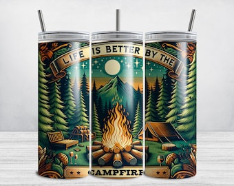 Camping Tumbler Wrap, 20oz Skinny Camper Tumbler Wrap PNG, Outdoor Sublimation Tumbler Design DIGITAL DOWNLOAD