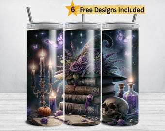 Witchy Tumbler Wrap: Halloween Witch 20oz Skinny Sublimation Design (PNG DIGITAL DOWNLAD)