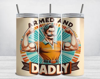 Vatertag Tumbler Wrap, befugte und dadly Tumbler Wrap, lustige Papa 20 Unze Skinny Tumbler Sublimation Design, Vatertag PNG
