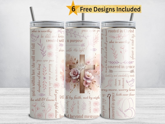 Christian Tumbler 20oz Wrap for Women, Positive Affirmations 20 oz Skinny Tumbler Sublimation Design PNG, God Bible Verse Jesus DIGITAL