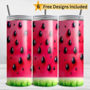 Watermelon Tumbler Wrap, Summer 20 oz Skinny Tumbler Sublimation Design, Fruit Watermelon PNG, Hello Summer DIGITAL DOWNLOAD