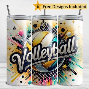 Volleyball Tumbler Wrap, 20 oz Skinny Tumbler Sublimation Design, Volleyball Team PNG DIGITAL DOWNLOAD
