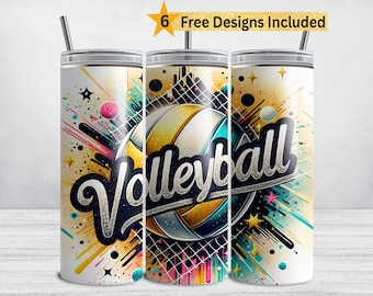 Volleyball Tumbler Wrap, 20 oz Skinny Tumbler Sublimation Design, Volleyball Team PNG DIGITAL DOWNLOAD