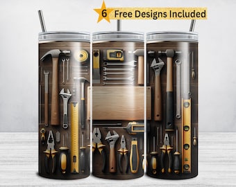 Handyman Tumbler Wrap, Carpenter Dad 20 oz Skinny Tumbler Sublimation Design PNG, Men Husband's Construction Tools DIGITAL DOWNLOAD