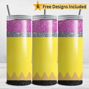 Teacher Pencil Tumbler Wrap, Teaching 20 oz Skinny Tumbler Sublimation Design, Glitter Pencil PNG Back to School, Teacher Life DIGITAL