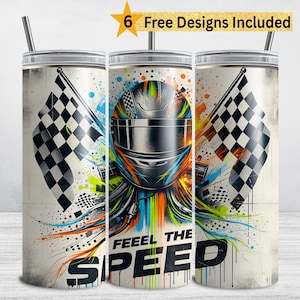 Racing Flag Tumbler Wrap, Race Car 20oz Skinny Tumbler Wrap, Feel the Speed Tumbler Wrap for Men, Sublimation Design DIGITAL DOWNLOAD