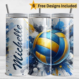 Custom Volleyball Tumbler Wrap, 20 oz Skinny Tumbler Sublimation Design, Custom Volleyball Team PNG Sports Girl Mom ADD NAME