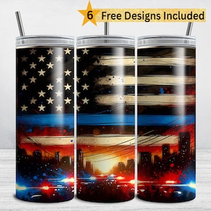 Police Tumbler Wrap, Police Officer American Flag 20 oz Skinny Tumbler Sublimation Design, Thin Blue Line PNG, Policeman Tumbler Wrap