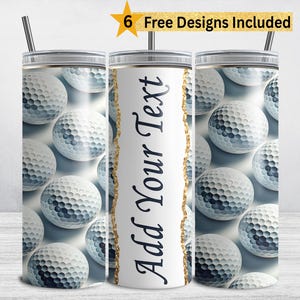 Golf Ball Tumbler Wrap, Add Text, Golfing 20 oz Skinny Tumbler Sublimation Design PNG, Golfer Dad Fathers Day DIGITAL DOWNLOAD