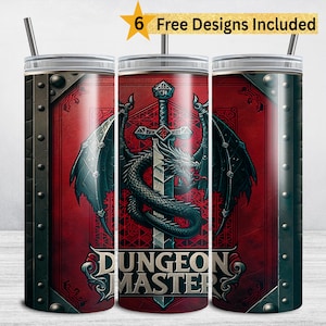 Envoltório para copo Dungeon Master: Design de sublimação Dragon Sword 20oz (DOWNLOAD DIGITAL PNG)