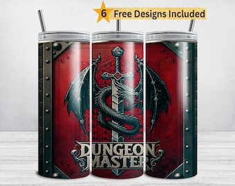 Dungeon Master Tumbler Wrap: Drachenschwert 20 Unzen Sublimationsdesign (PNG DIGITAL DOWNLOAD)