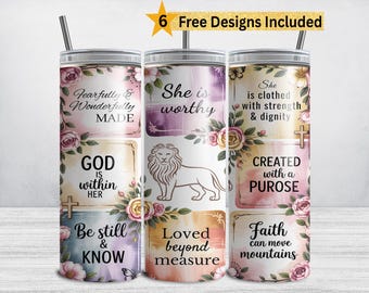 Christian Tumbler Wrap, Bible Verse 20 oz Skinny Tumbler Sublimation Design, Christian PNG Affirmations for Women, God Jesus Bible DIGITAL