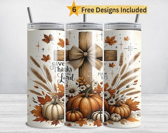 Dank aan de Heer PNG, herfst Tumbler Wrap PNG, Christian 20oz Tumbler sublimatie ontwerp, gebed Thanksgiving digitale download