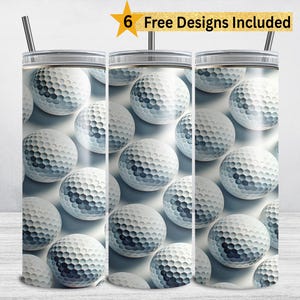 White Golf Ball Tumbler Wrap, Golfing 20 oz Skinny Tumbler Sublimation Design PNG, Golfer Dad Fathers Day DIGITAL DOWNLOAD