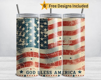 Gud välsigne Amerika Tumbler Wrap, Patriotisk amerikansk flagga Small Tumbler Sublimeringsdesign, 20 oz Patriotisk 4 juli