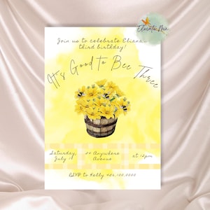 It’s Good to BEE Three - 3rd Birthday Editable Invitation Template