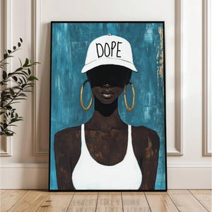 Black Woman Wall Art - Trendy Art- Feminist Afrocentric Portrait Print - Self Care Poster, Minimalist  Decor, Female Illustration, Woman Art
