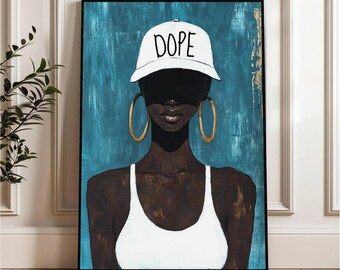 Black Woman Wall Art - Trendy Art- Feminist Afrocentric Portrait Print - Self Care Poster, Minimalist  Decor, Female Illustration, Woman Art