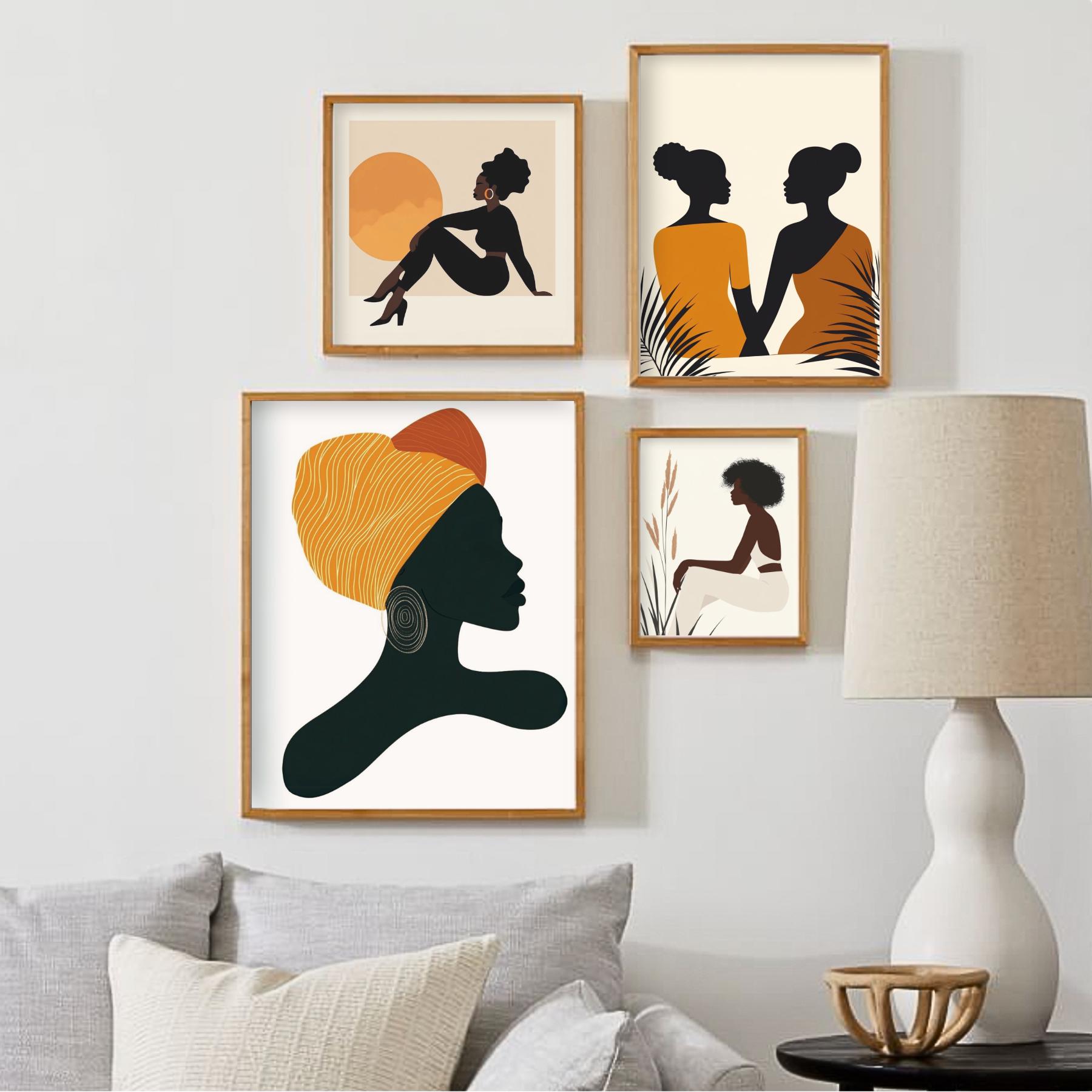 Afrocentric Black Woman Wall Art Set, Boho Digital Prints, African ...