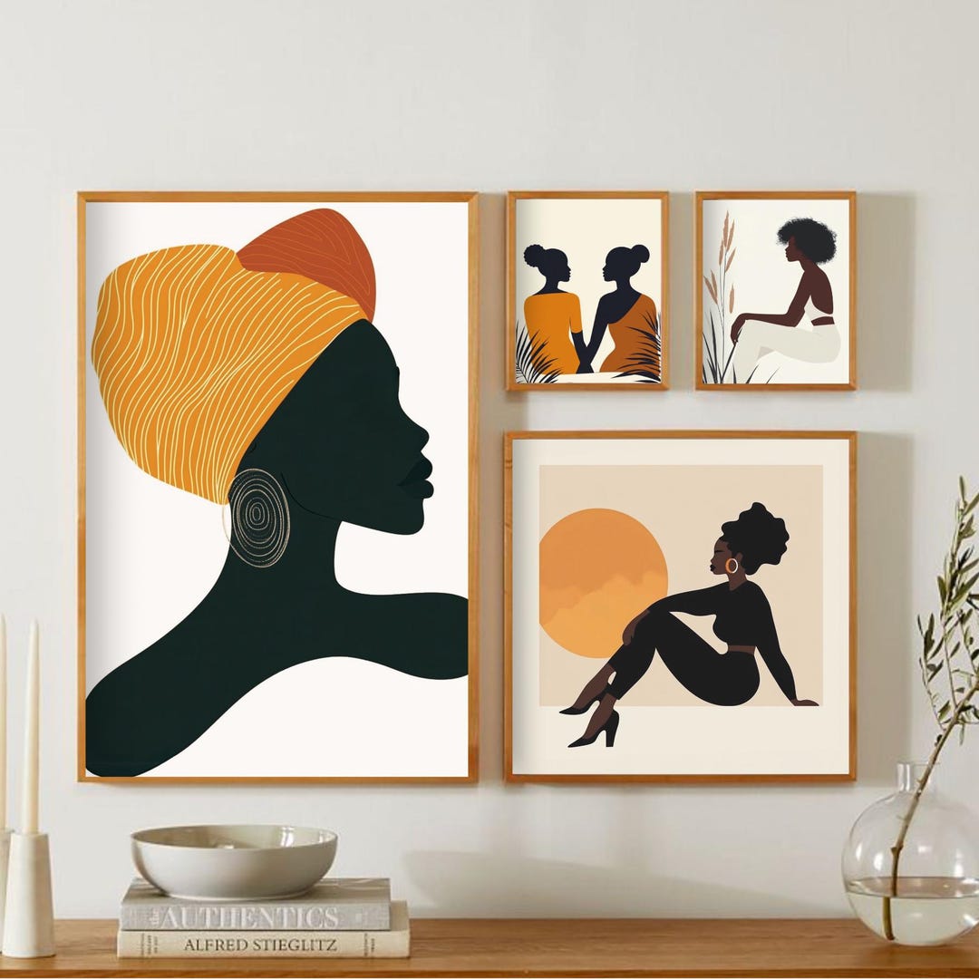 Afrocentric Black Woman Wall Art Set, Boho Digital Prints, African ...