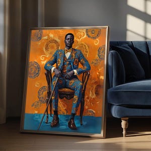Afro Dandyism Wall Art – Black Man Fashion Print, African American Modern Art, Bold Digital Download, Printable Black Culture Decor