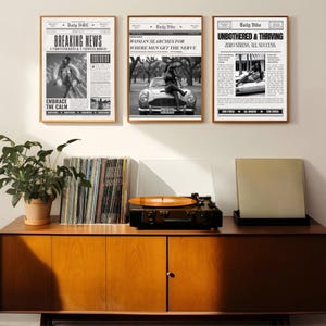 Set of 3 Black Girl Newspaper Wall Art Prints – Funny Feminist Decor | Modern Black Woman Quote Posters | Unbothered & Empowered | Trendy