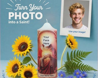Vela de oração personalizada: Memorial de Santo personalizado, Vela de coluna feita à mão
