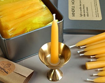 Beeswax Meditation Candles with Holder: Prayer, Yoga, Altar