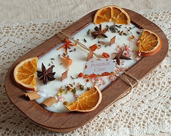 Orange Dough Bowl Candle: 3-Wick Soy Wax, Reclaimed Wood