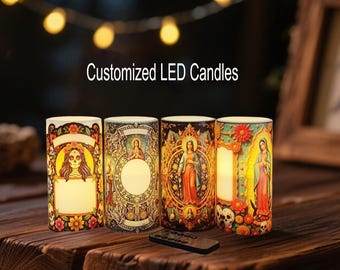 Vela LED de oración personalizada: regalo conmemorativo con foto personalizada y control remoto