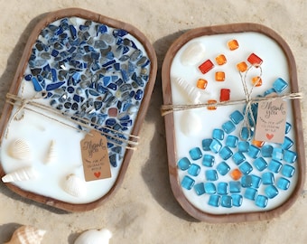 Coastal Ocean Themed Dough Bowl Candle, Fire Glass Beach Candle Handmade  Soy Scent Candle Home Decor, Anniversary Housewarming Gift