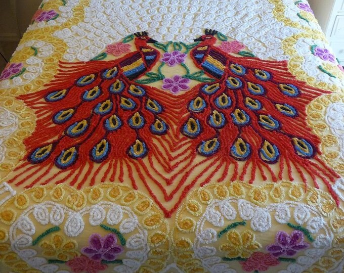 Peacock Chenille Bedspread Etsy