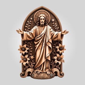 3D Illusion Laser Engraving Design, Jesus With Outstretched Arms, Unique Religious Art for Homemade Gifts, Spiritual Home Décor Ideas #038