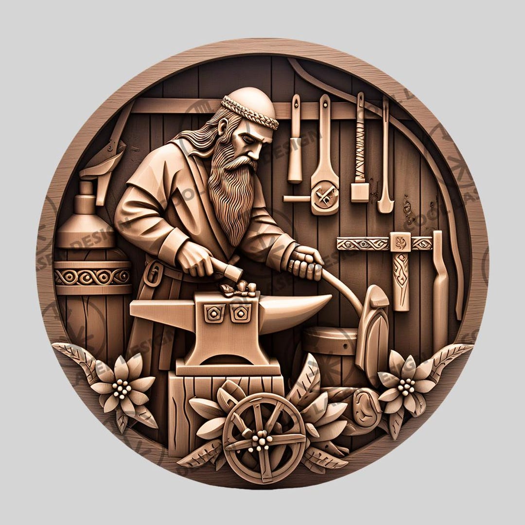 3d-illusion-laser-engraving-file-viking-blacksmith-art-norse-design