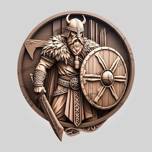 3D Illusion Laser Engraving File Viking Soldier, Laser Ready Digital Design for Norse Wall Art and Home Engraving